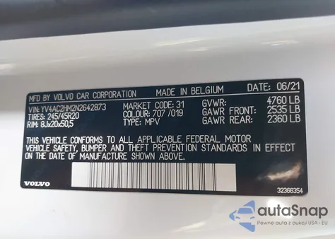 2022 Volvo Xc40 T4 R-Design z USA, uszkodzony, nr VIN YV4AC2HM2N2642873